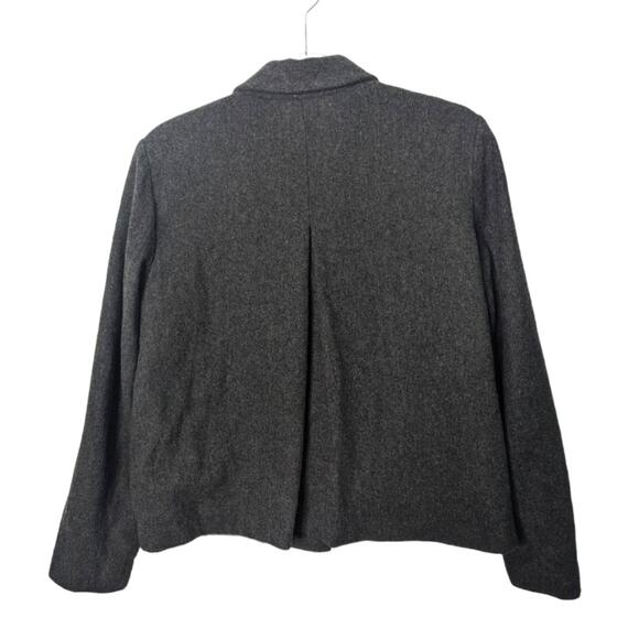 Liz Claiborne Gray Cropped Wool Blend Jacket Toggle Wood Buttons Swing Large - Picture 2 of 9